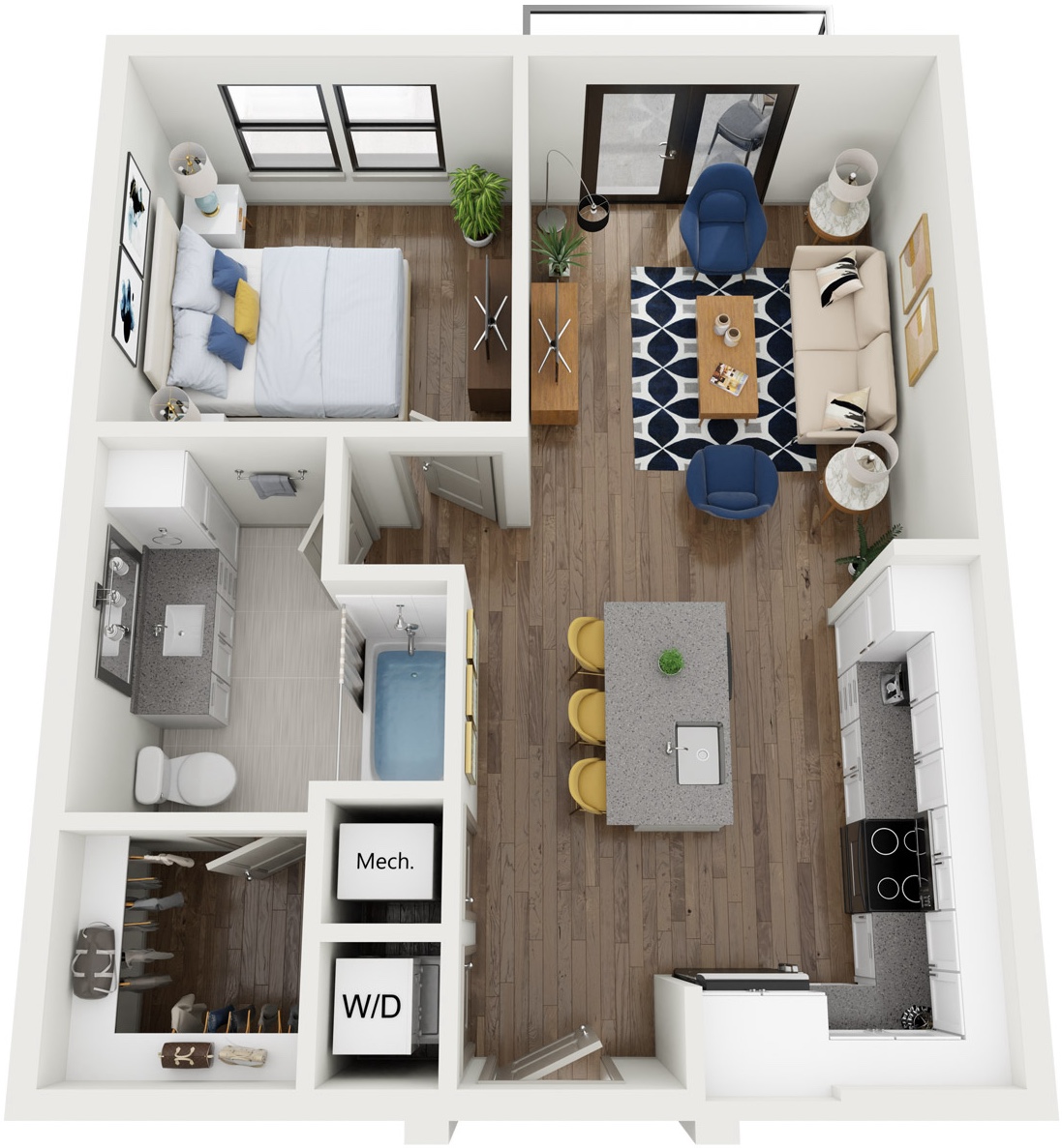 1 Bedroom · 620 sqft floor plan