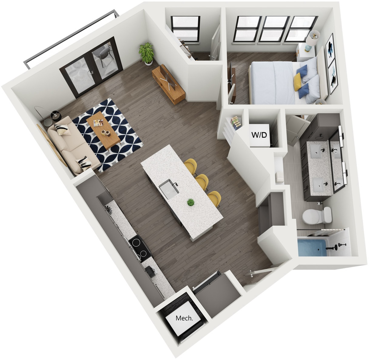 1 Bedroom · 690 sqft floor plan