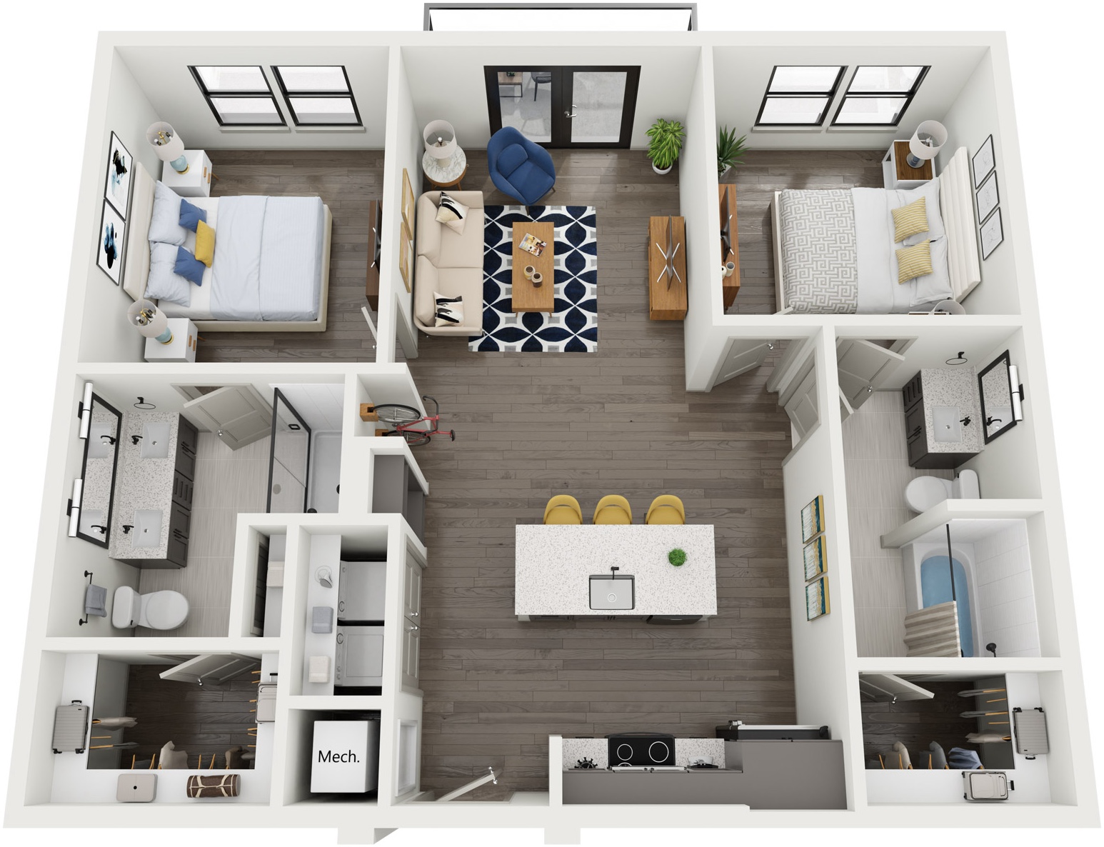 2 Bedrooms floor plan
